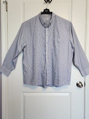 2/$15 Van Heusen White and Blue Striped Men's Business Dress Shirt